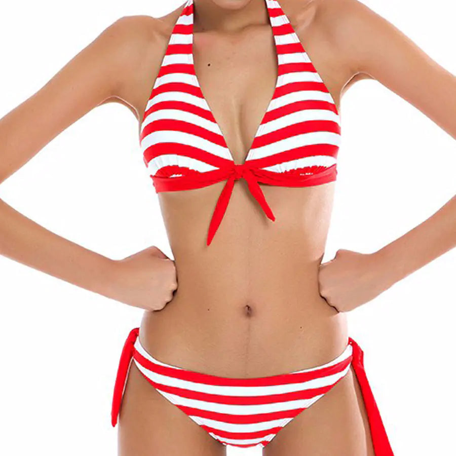 Eco-Glam Striped Bikini