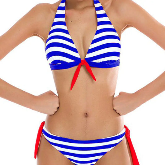 Eco-Glam Striped Bikini