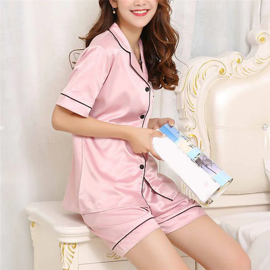 Silk Short Sleeve Pajama Set