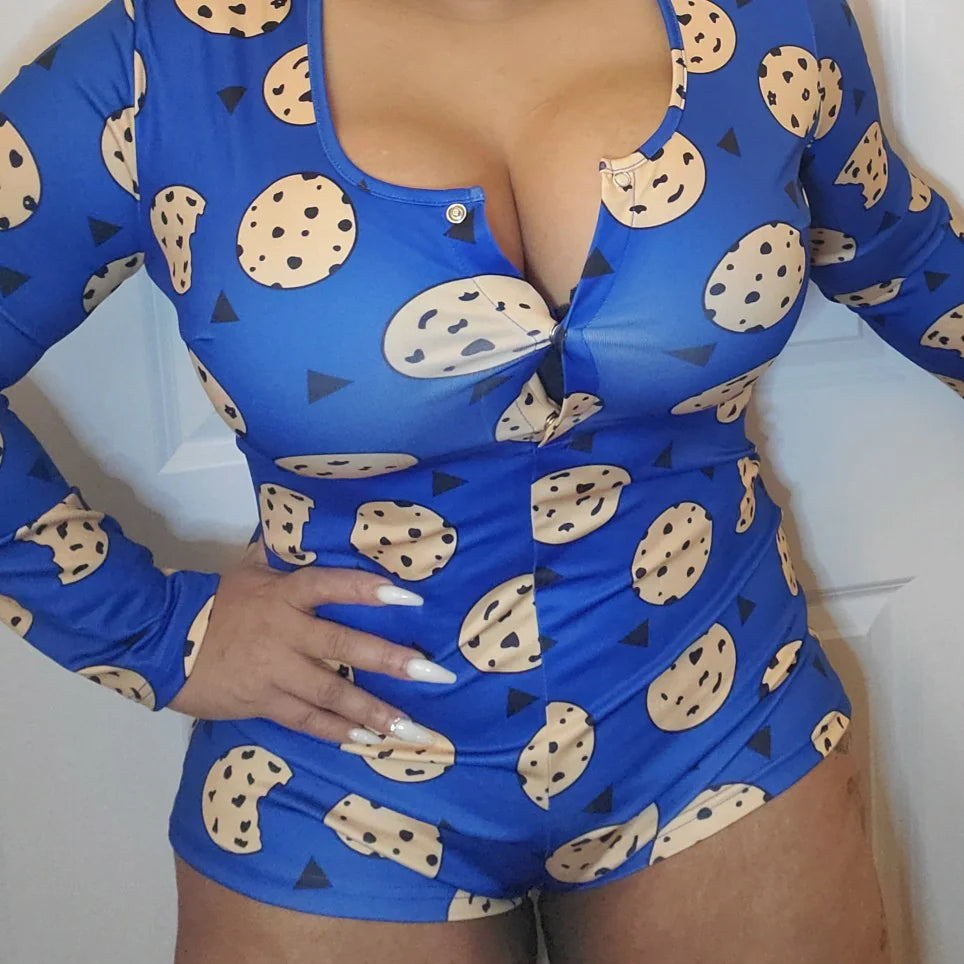 Trendy Printed Slim-Fit Sexy Bodysuit and Pajamas